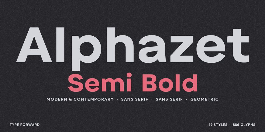 Alphazet Semi Bold character specimen 1