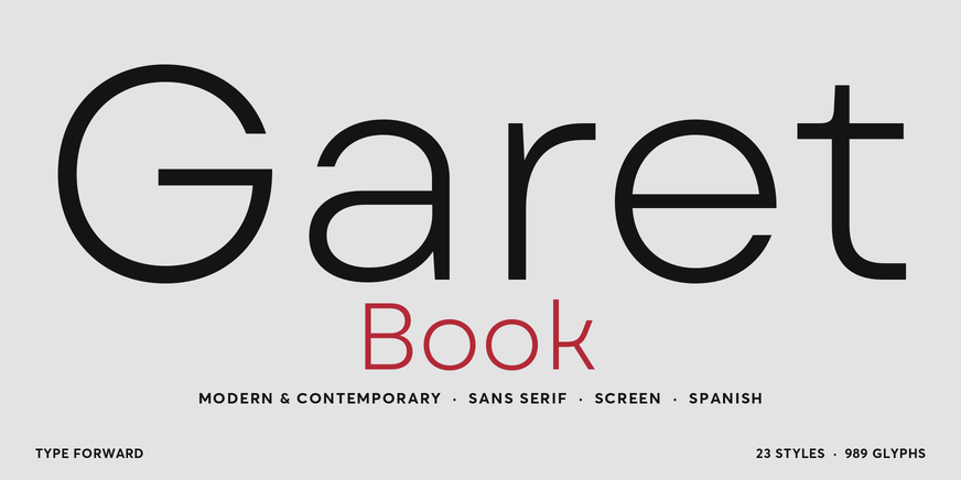 Garet Book character specimen 1