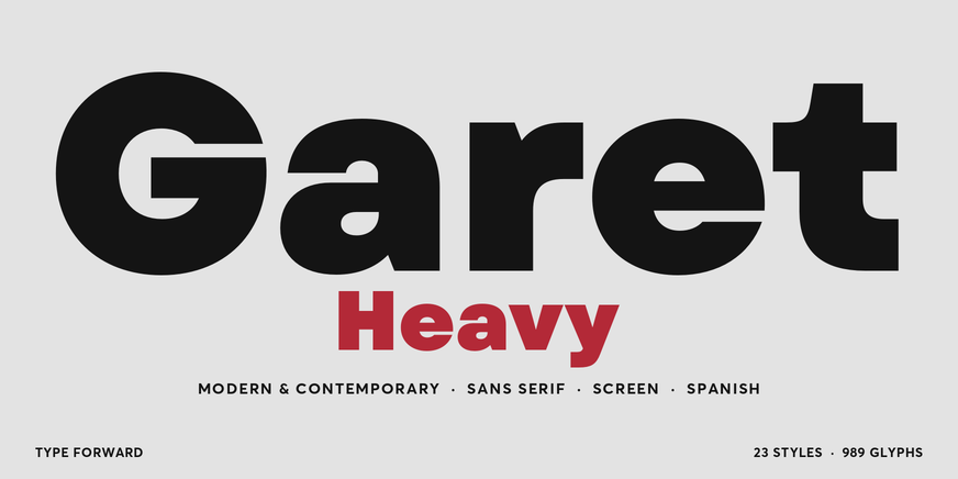Garet Heavy character specimen 1