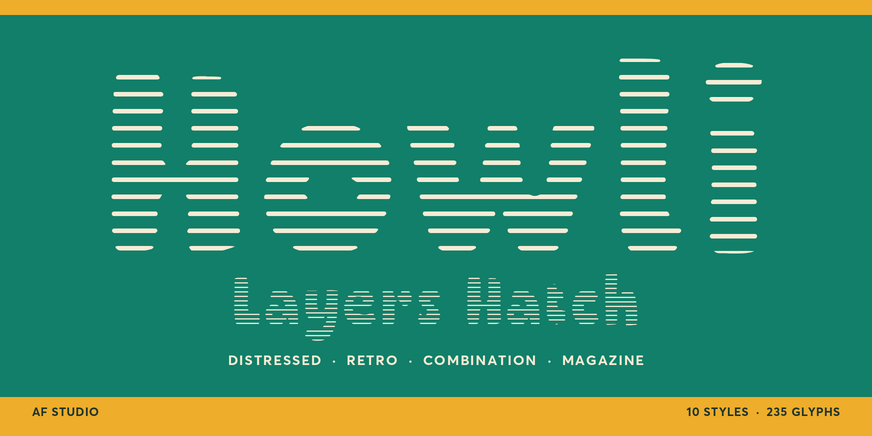 Howli Layers Hatch font specimen