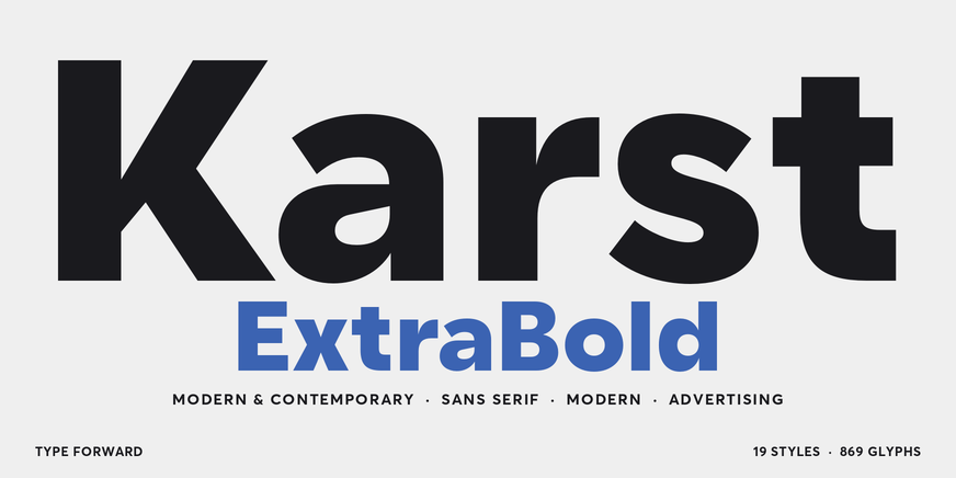 Karst Extra Bold character specimen 1