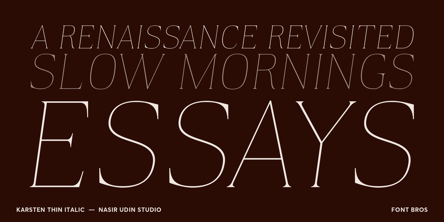 Karsten Thin Italic character specimen 2