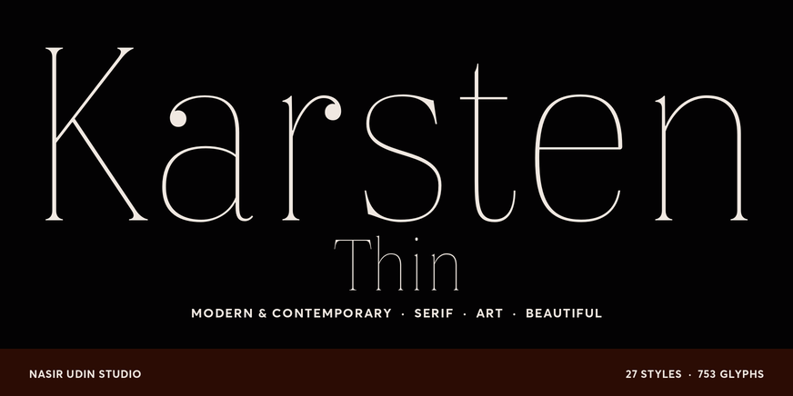Karsten Thin character specimen 1