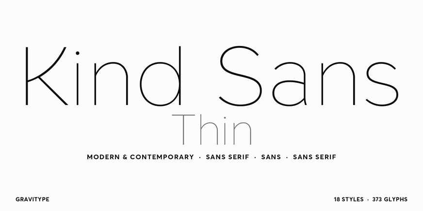 Kind Sans Thin font specimen