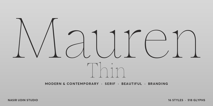 Mauren Thin font specimen