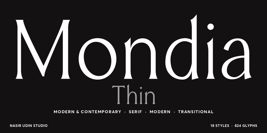 Mondia Thin character specimen 1