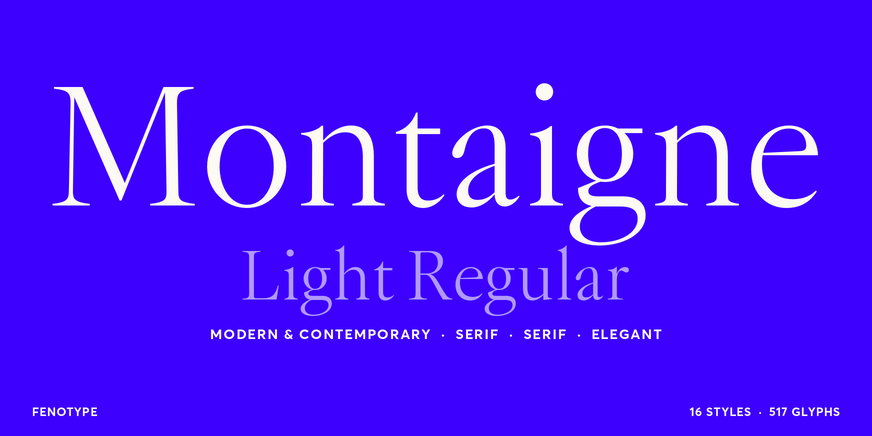 Montaigne Light Regular character specimen 1
