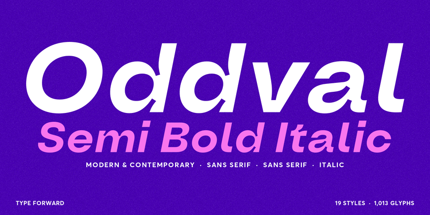 Oddval Semi Bold Italic character specimen 1