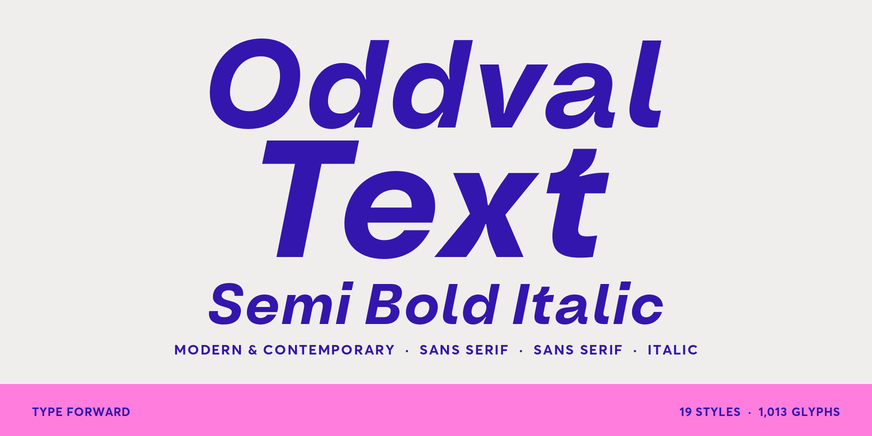 Oddval Text Semi Bold Italic character specimen 1