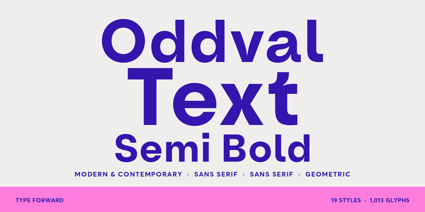 Oddval Text Semi Bold character specimen 1