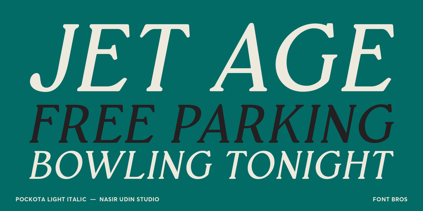 Pockota Light Italic character specimen 2