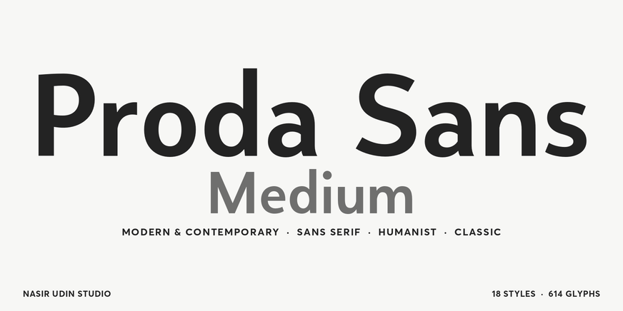 Proda Sans Medium character specimen 1