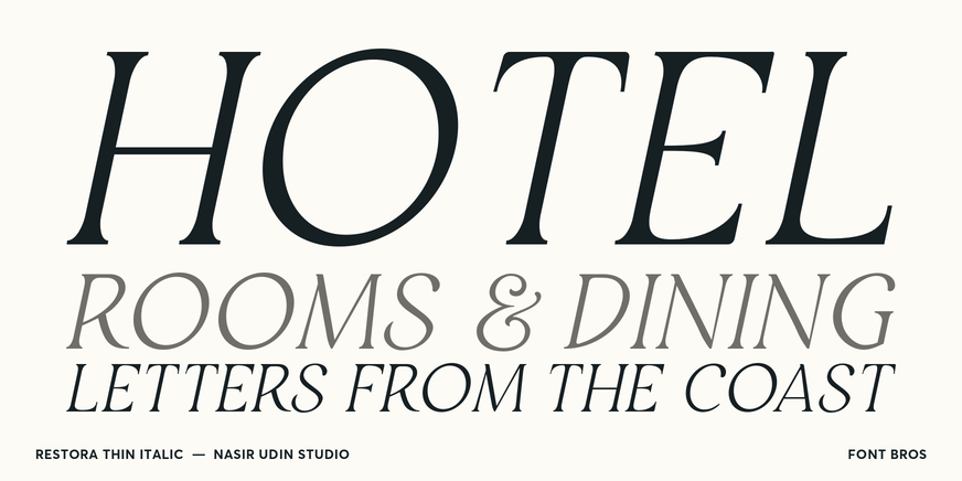 Restora Thin Italic character specimen 2