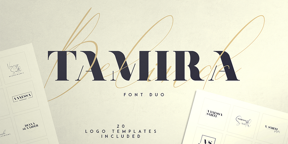Belinda Tamira - Font Duo + 20 Logos Regular family specimen 1