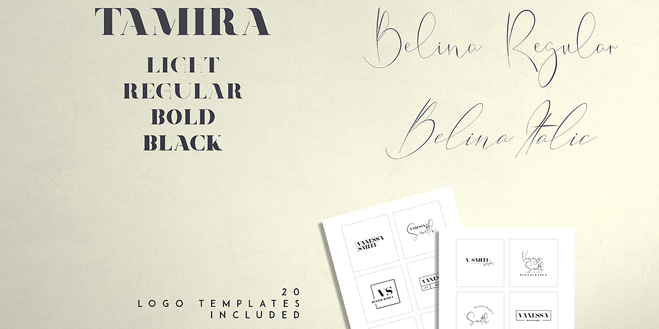 Belinda Tamira - Font Duo + 20 Logos Regular family specimen 2