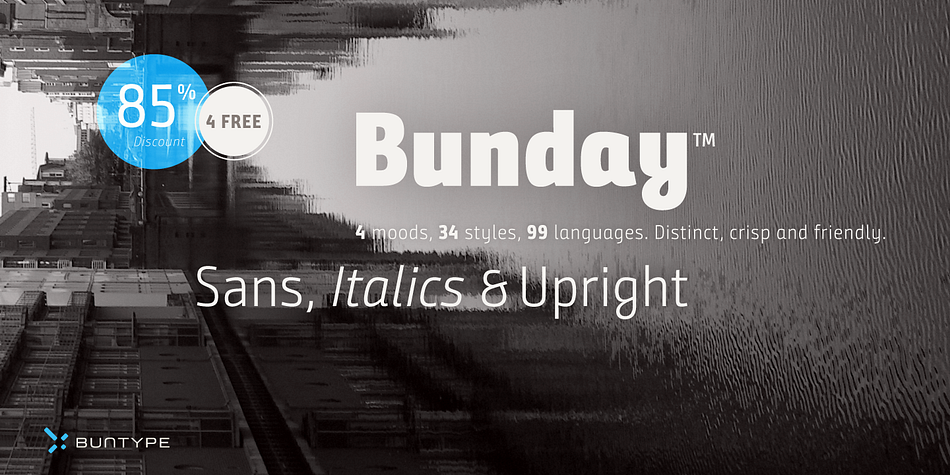 Bunday Sans Thin Italic family specimen 1