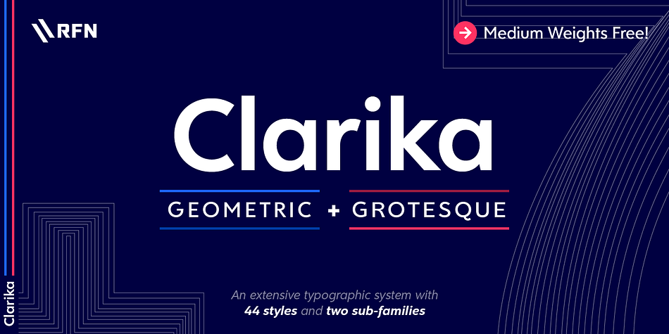 Clarika Grotesque Medium Italic family specimen 1