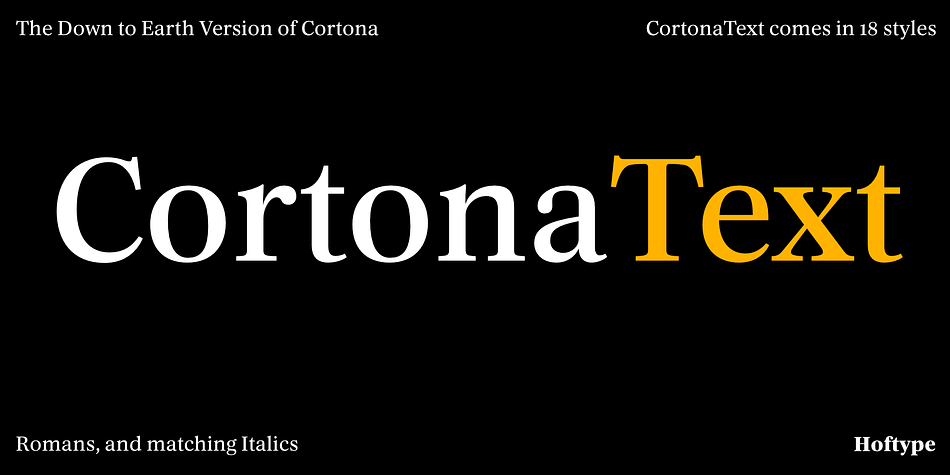 Cortona Text Light family specimen 2