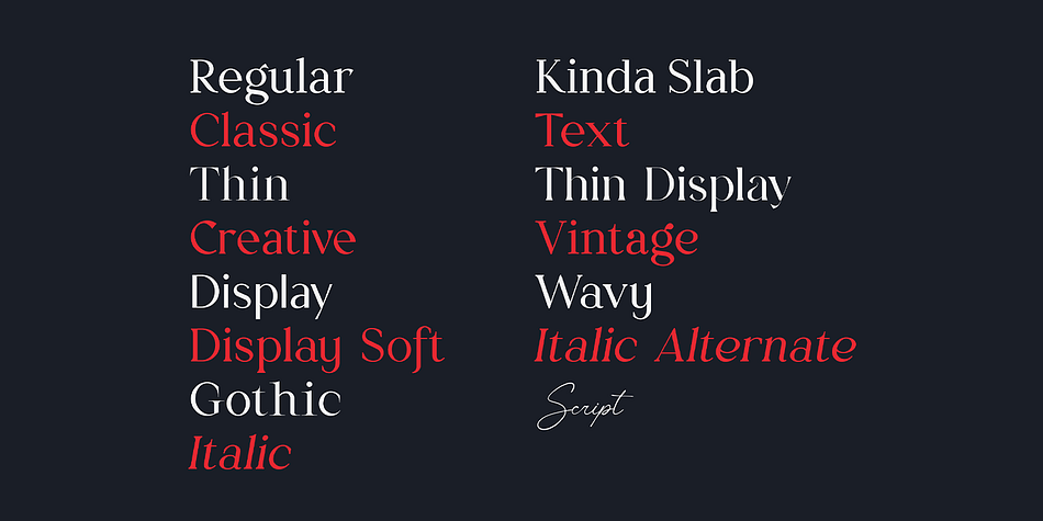 Creators Type Display family specimen 2