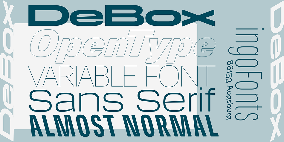 DeBox Light Italic Tall family specimen 2