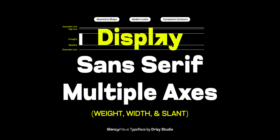 Glancyr Neue Condensed Thin family specimen 2