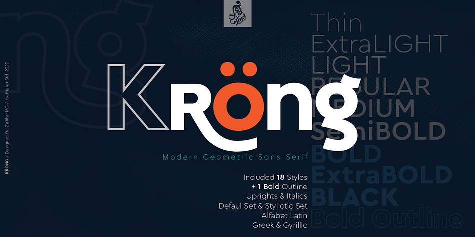 Krong Sans Outline Bold family preview