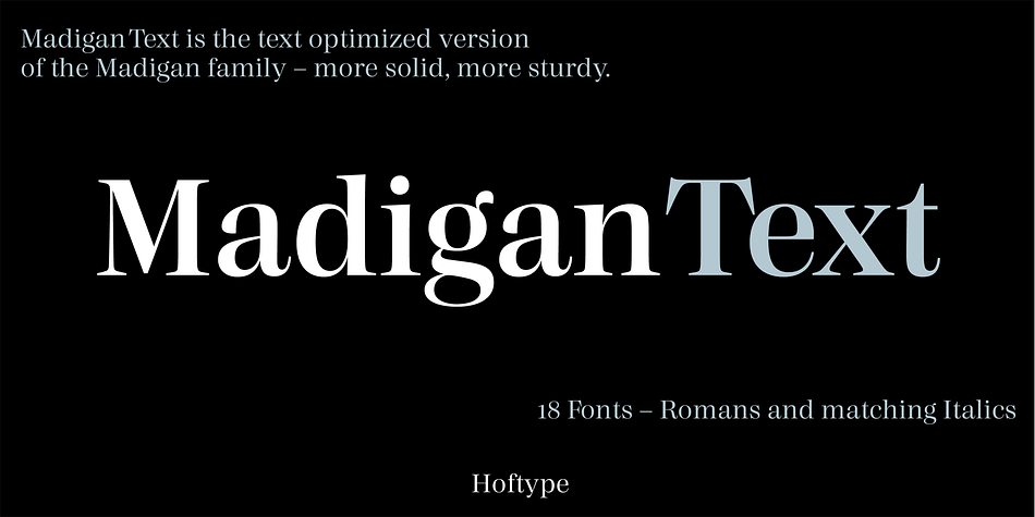 Madigan Text Light family specimen 1