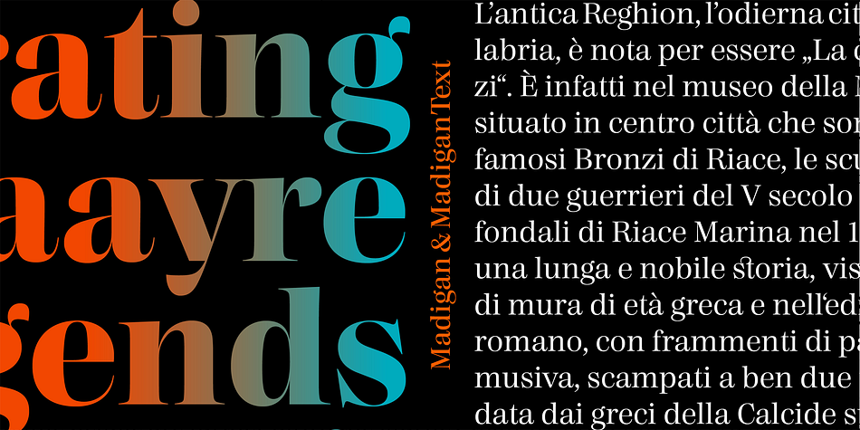 Madigan Text Light family specimen 2
