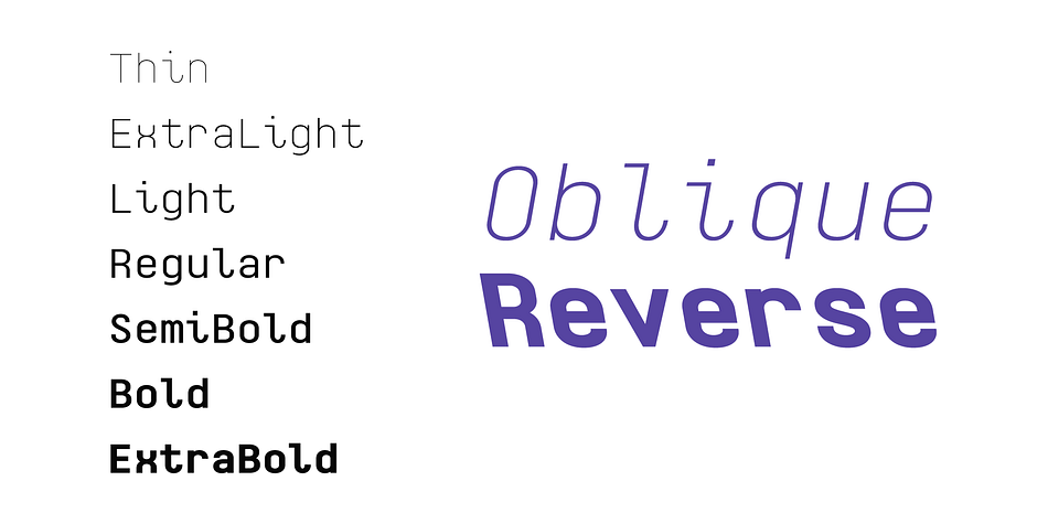 Monospaceland Extra Light Oblique family specimen 2