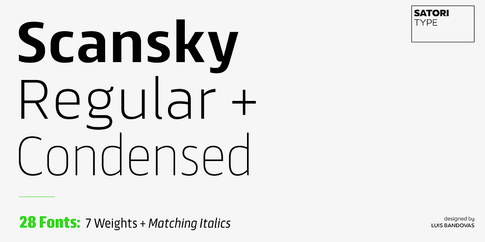 Scansky Condensed Semi Bold Italic family preview