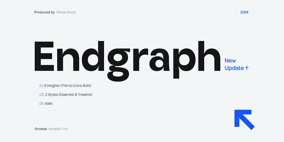 TBJ Endgraph Essential Bold Italic family specimen 1