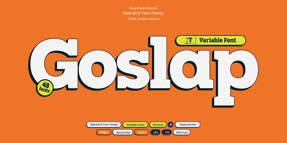 TBJ Goslap Display Condensed Extra Bold family specimen 1
