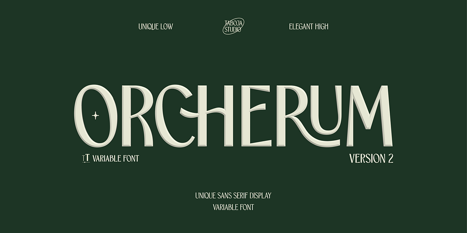 TBJ Orcherum Low Extra Bold family specimen 1