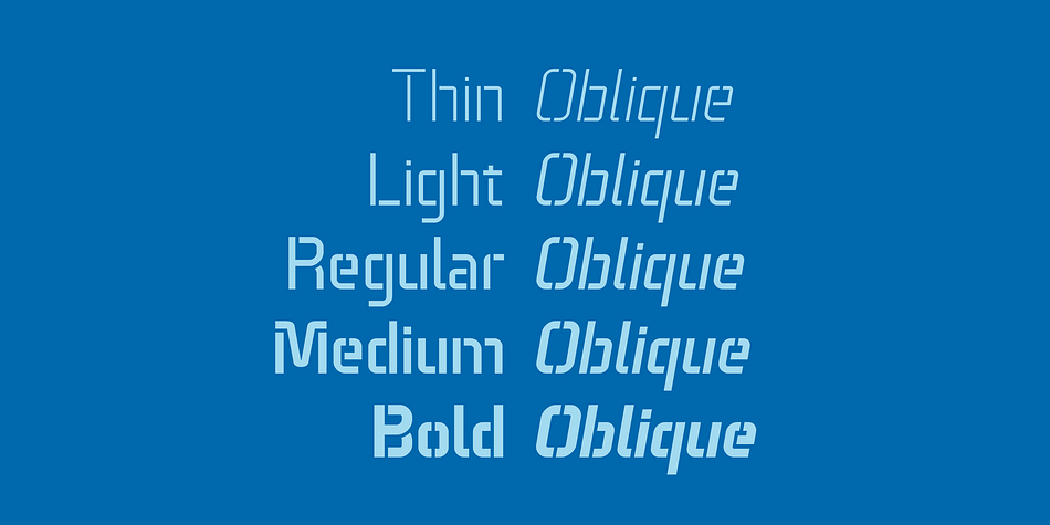 Technical Stencil VP Thin Oblique family specimen 2