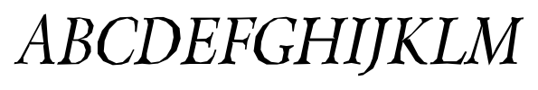 Berylium Italic font specimen