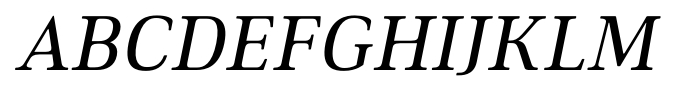 Ethos Italic font specimen
