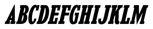 Kingsbridge Condensed Bold Italic font specimen
