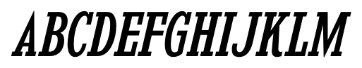 Kingsbridge Condensed Italic font specimen