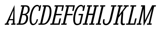 Kingsbridge Condensed Light Italic font specimen