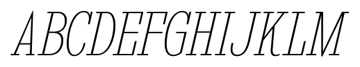 Kingsbridge Condensed Ultra Light Italic font specimen
