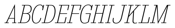 Kingsbridge SemiCondensed Utra Light Italic font specimen