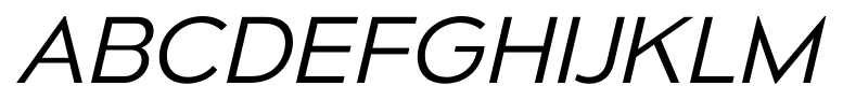 Mesmerize SemiExpanded Light Italic font specimen