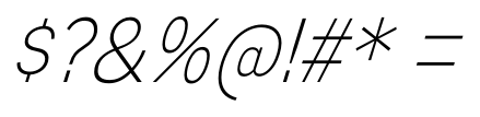 Mixolydian Titling Extra Light Italic character specimen 6