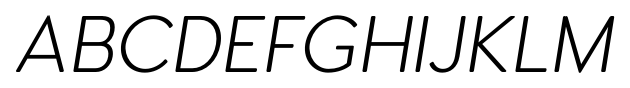 Woodford Bourne Thin Italic font specimen