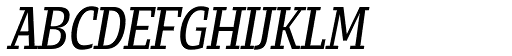 Loka Condensed Italic font specimen