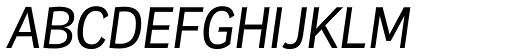 Remora Corp W1 Medium Italic font specimen