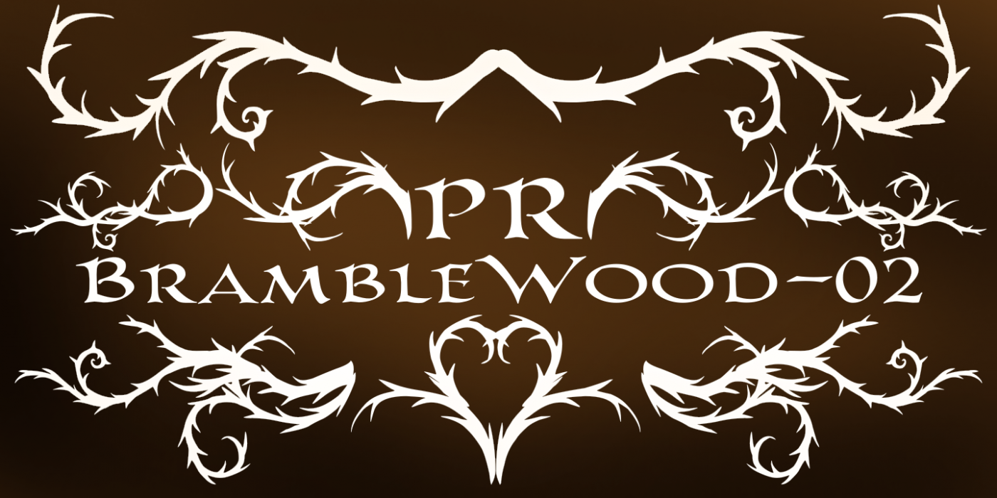 PR Bramble Wood 2 PR-BrambleWood-02 Regular character specimen 1