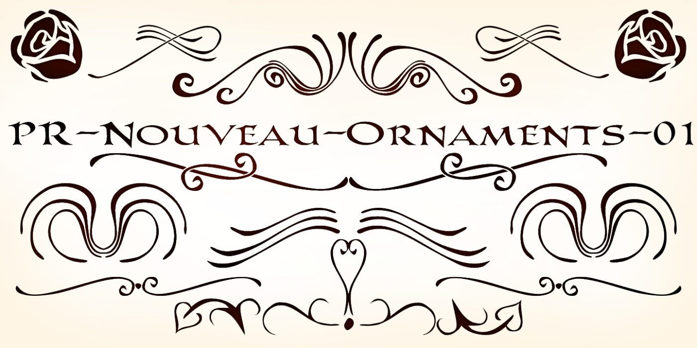PR Nouveau Ornaments 01 PR-Nouveau-Ornaments-01 Regular character specimen 1