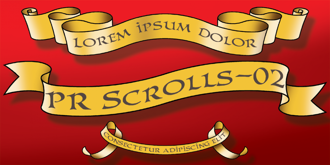 PR Scrolls 02 PR-Scrolls-02 Regular character specimen 1