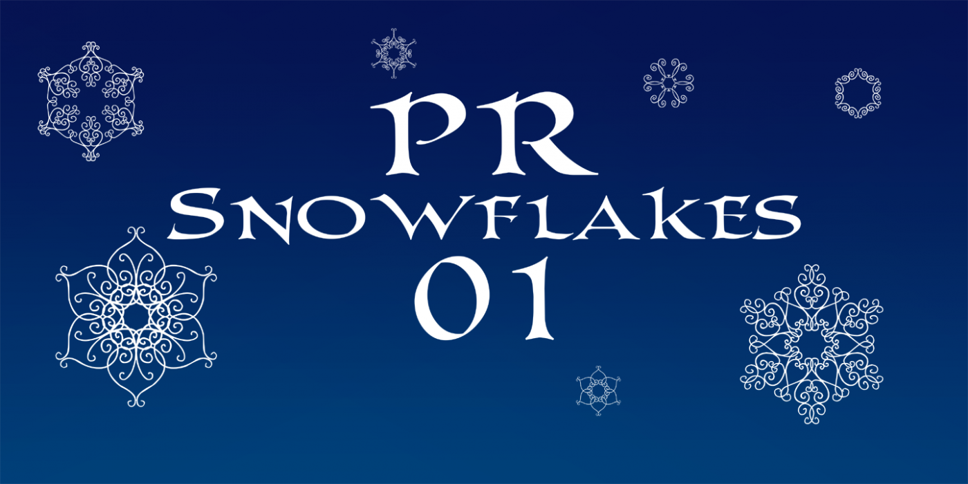 PR Snowflakes 01 PR-Snowflakes-01 Regular character specimen 1